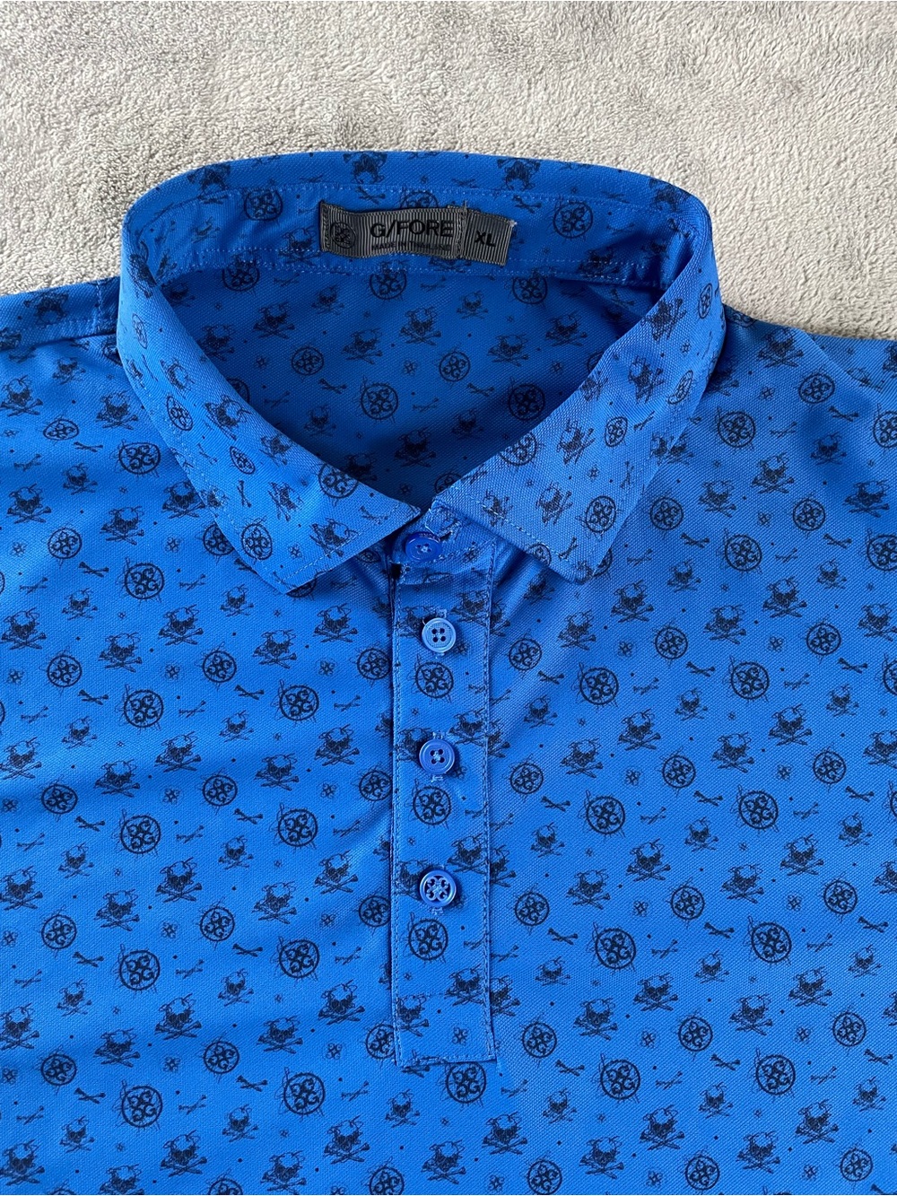 G/Fore Polo Shirt Mens XL SLIM? Blue Skull & Cross Tees Short Sleeve Golf